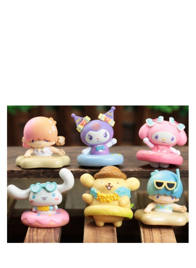 6 Pack Kawaii Sanrio Figure My Melody  kuromi Figure Birthday Party Supplies, Cinnamon Cupcake Toppers, Cute Mini Figure Toys  Birthday Party Favor For Kids Fans Collection Bouquet Desk Decor