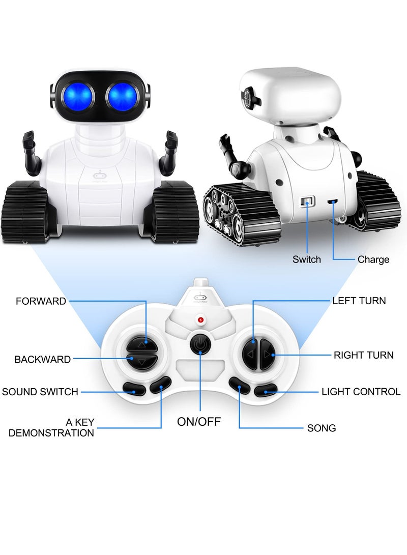 Robot Toys, Rechargeable RC Robot for Boys and Girls, Remote Control Toy with Music and LED Eyes, Gift for Children Age 3 Years and Up