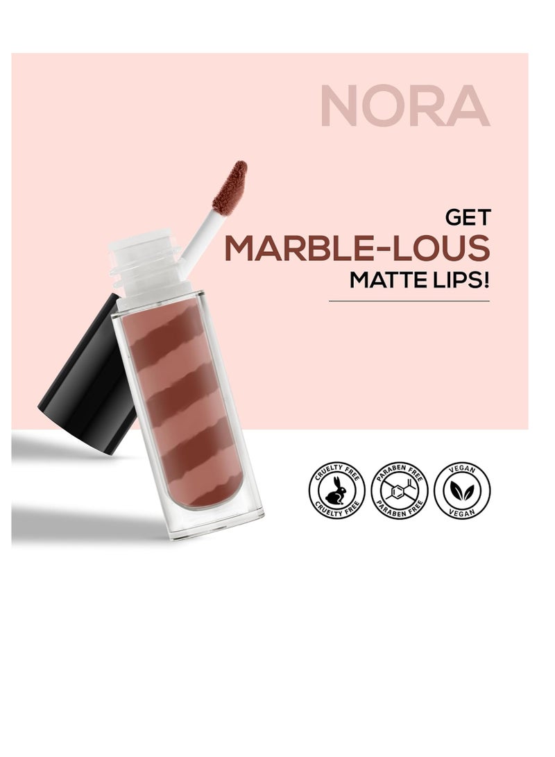 RENEE Marble Liquid Lipstick  LM03 Nora 4.5ml  Rich Color Payoff and Matte Finish| Weightless Unique Long Lasting Formula   Transfer and Smudge Proof  Enriched with Vitamin E and Jojoba Oil