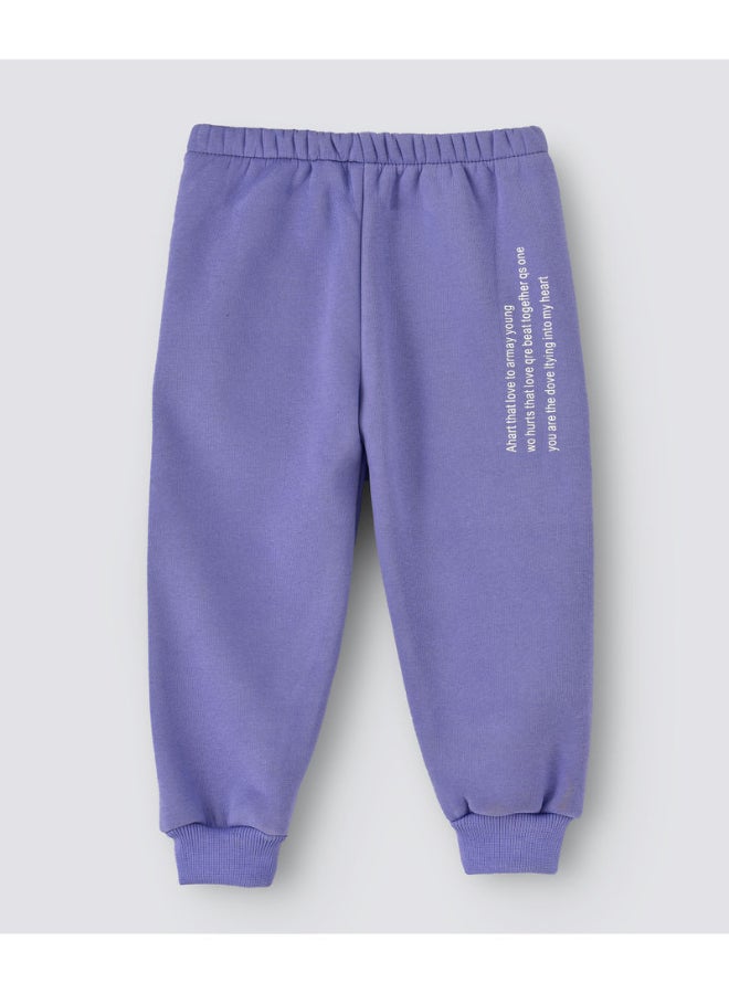 Slogan Printed Mid-Rise Joggers Blue