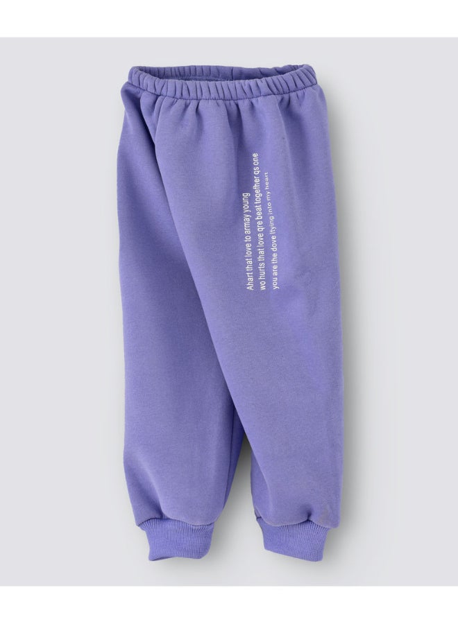 Slogan Printed Mid-Rise Joggers Blue