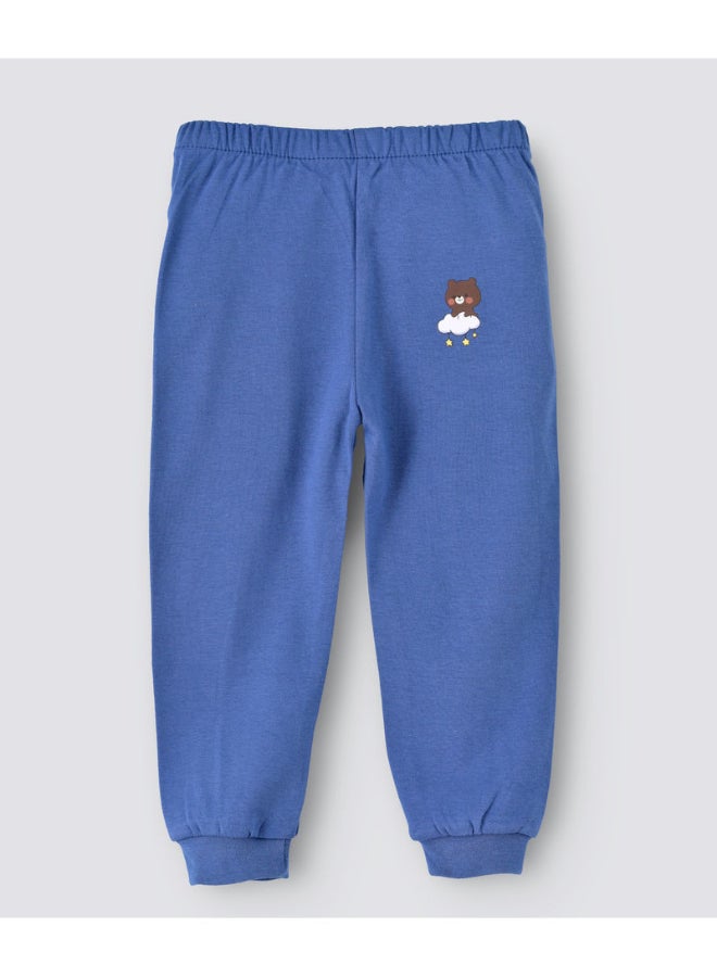 Solid Pattern Mid-Rise Joggers Blue