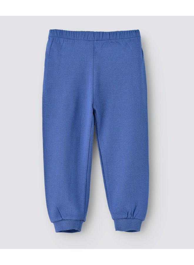 Solid Pattern Mid-Rise Joggers Blue