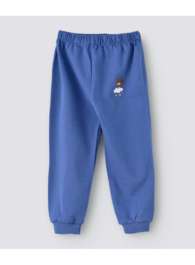 Solid Pattern Mid-Rise Joggers Blue