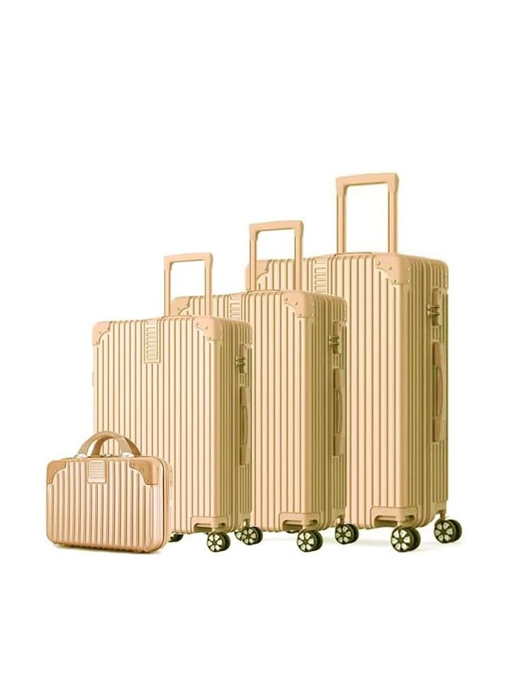 TRAVEL TROLLEY LUGGAGE AND SUITCASE CABIN BAG WITH BEAUTY CASE ABS MATERIAL 360 ROTATION WHEEL HARD CASE GOLD COLOUR