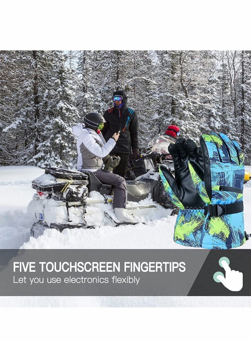Snow Ski Gloves Waterproof, KASTWAVE Windproof Winter Thermal Outdoor Warm Mittens Touch Screen Gloves, Full-Finger Mittens Cold Weather Hand for Skiing Driving Running Motorcycle Cycli Men Women(L)