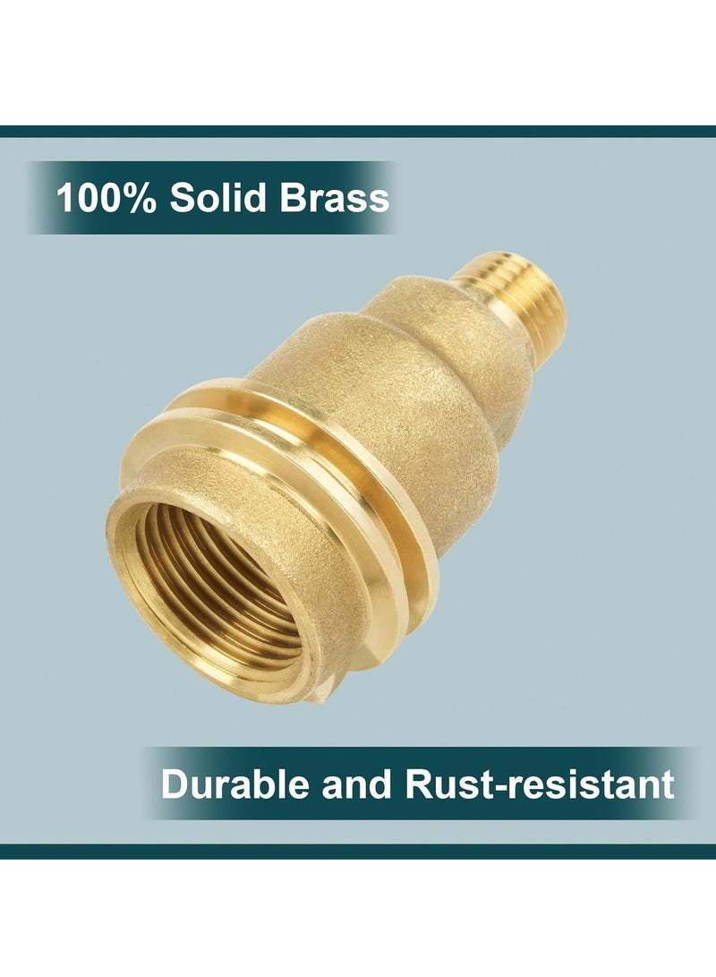 Propane Gas Fitting Adapter, QCC-1 and Female P.O.L. to 1/4'' Male Pipe Thread Converter - Solid Brass, for RV, Outdoor Cooking & Heating Appliances - Connects to Propane Tank or House Line