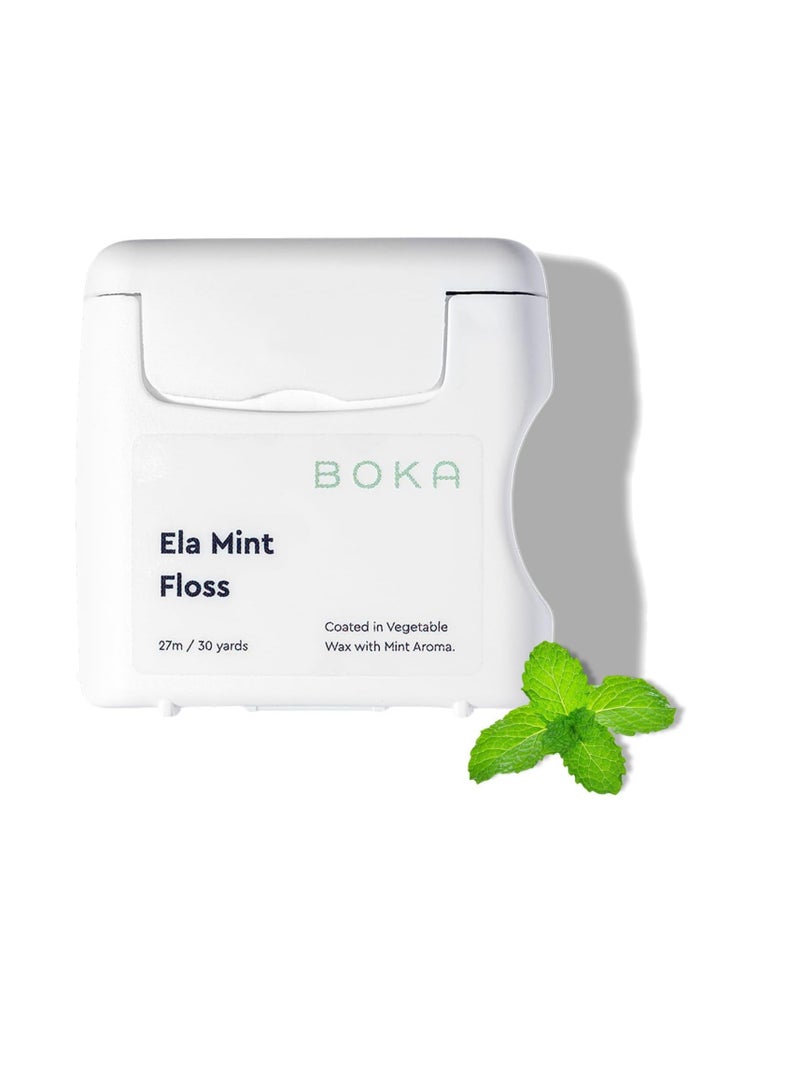 Boka Ela Mint Woven Dental Floss, Made from Natural Vegetable Wax, Teflon-Free, 30 Yards of Waxed Floss (Pack of 1)