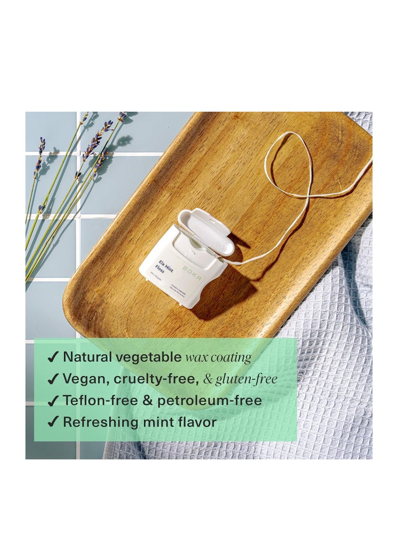 Boka Ela Mint Woven Dental Floss, Made from Natural Vegetable Wax, Teflon-Free, 30 Yards of Waxed Floss (Pack of 1)