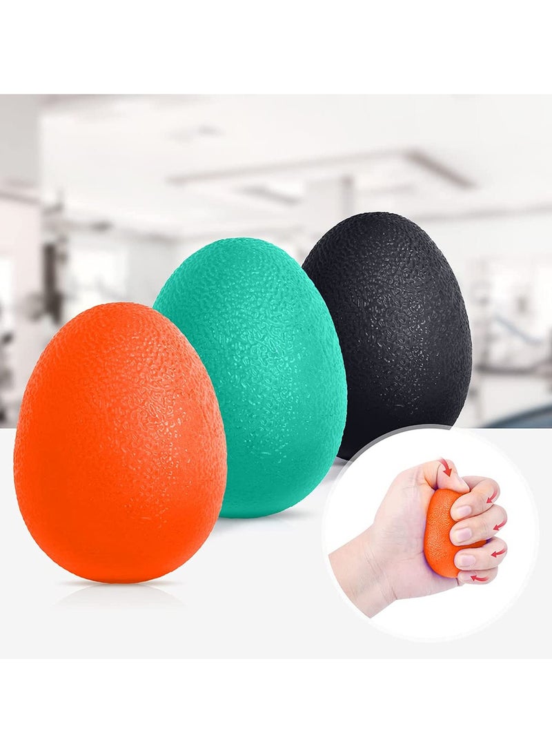 Hand Grip Strength Trainer Stress Relief Ball for Adults and Kids Wrist Rehab Therapy Equipment Squishy Set of 3 Finger Resistance Exercise Squeezer