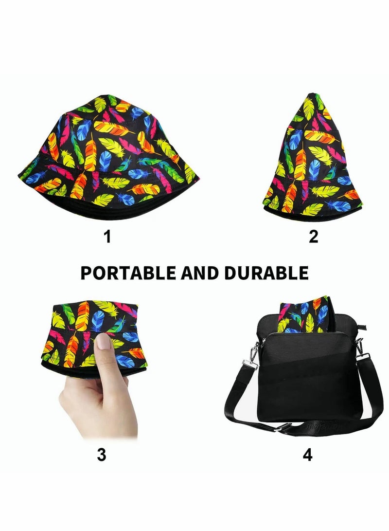 Double-Side Bucket Hat, Bucket Hat for Men Women,Packable Reversible Printed Sun Hats,Fisherman Outdoor Summer Travel Hiking Beach Caps