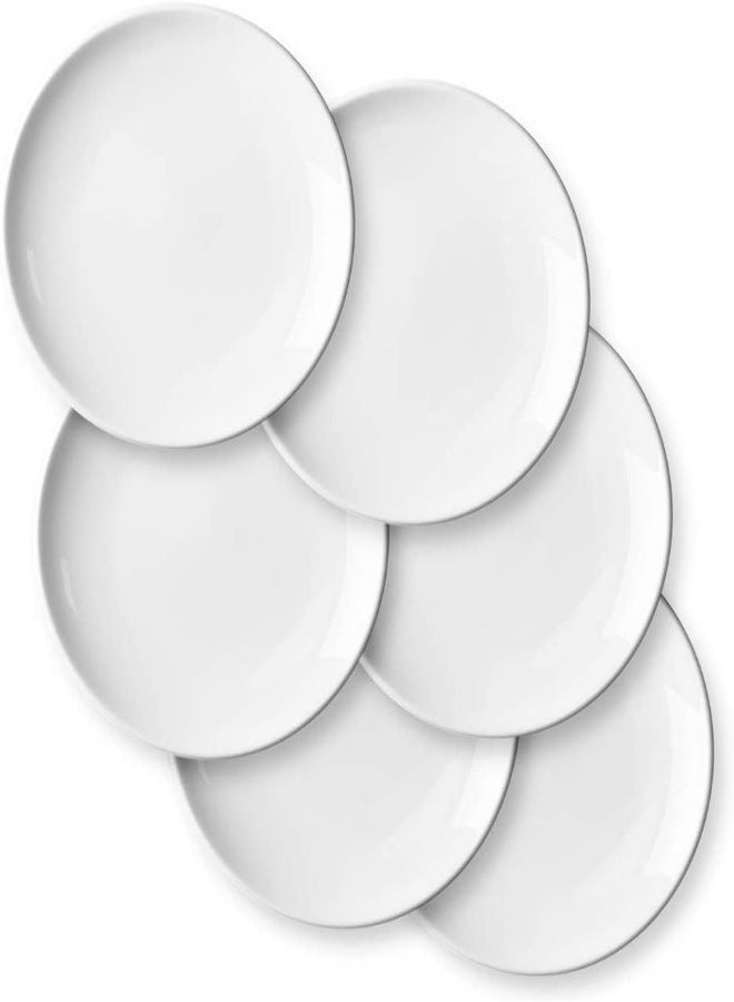 AKDC  Plates Set - Delling 7 Inches White  -  Dinnerware Dishes Set For Snacks,  Set, Set Of 6