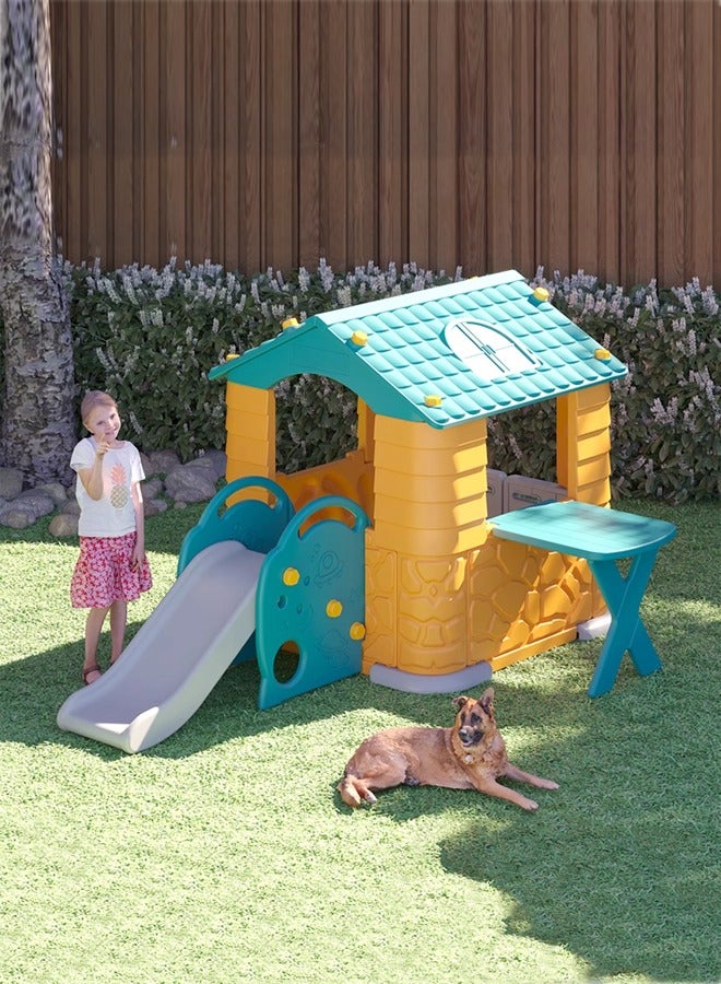 Garden Plastic House Hold Items Toys Indoor Kids Playhouse with Slide and Table