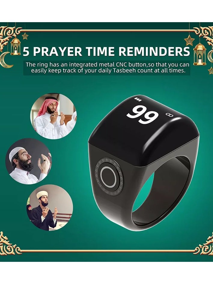 QB702 Electronic Counter Ring Digital Azan Alarm Clock  Tasbih Zikr Ring