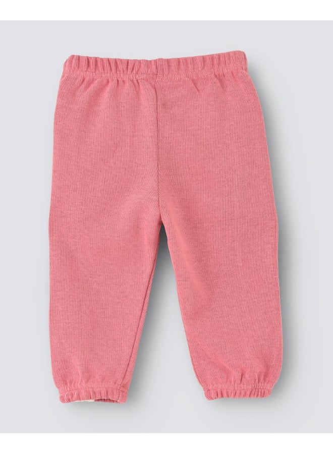 Single Side Stripe Detail Mid-Rise Joggers Pink/White