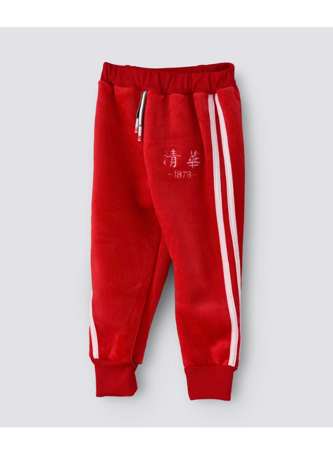 Double Side Stripe Detail Mid-Rise Joggers Red/White