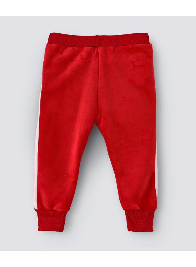 Double Side Stripe Detail Mid-Rise Joggers Red/White