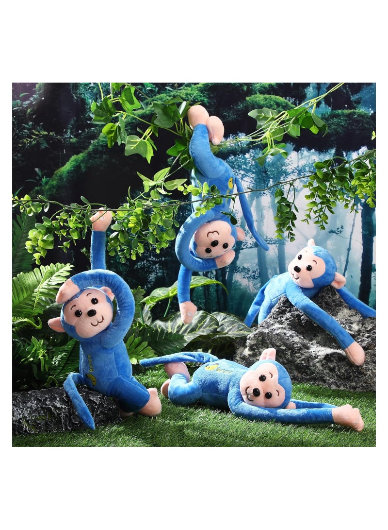 Stuffed Animals Toy, 4 Packs Hanging Monkey Stuffed Animal Monkey Plush Toy with Hook and Loop Fasteners Hands Large Stuffed Animal, Monkey Hanging 23 Inch for Adults Gifts Decors (Blue)