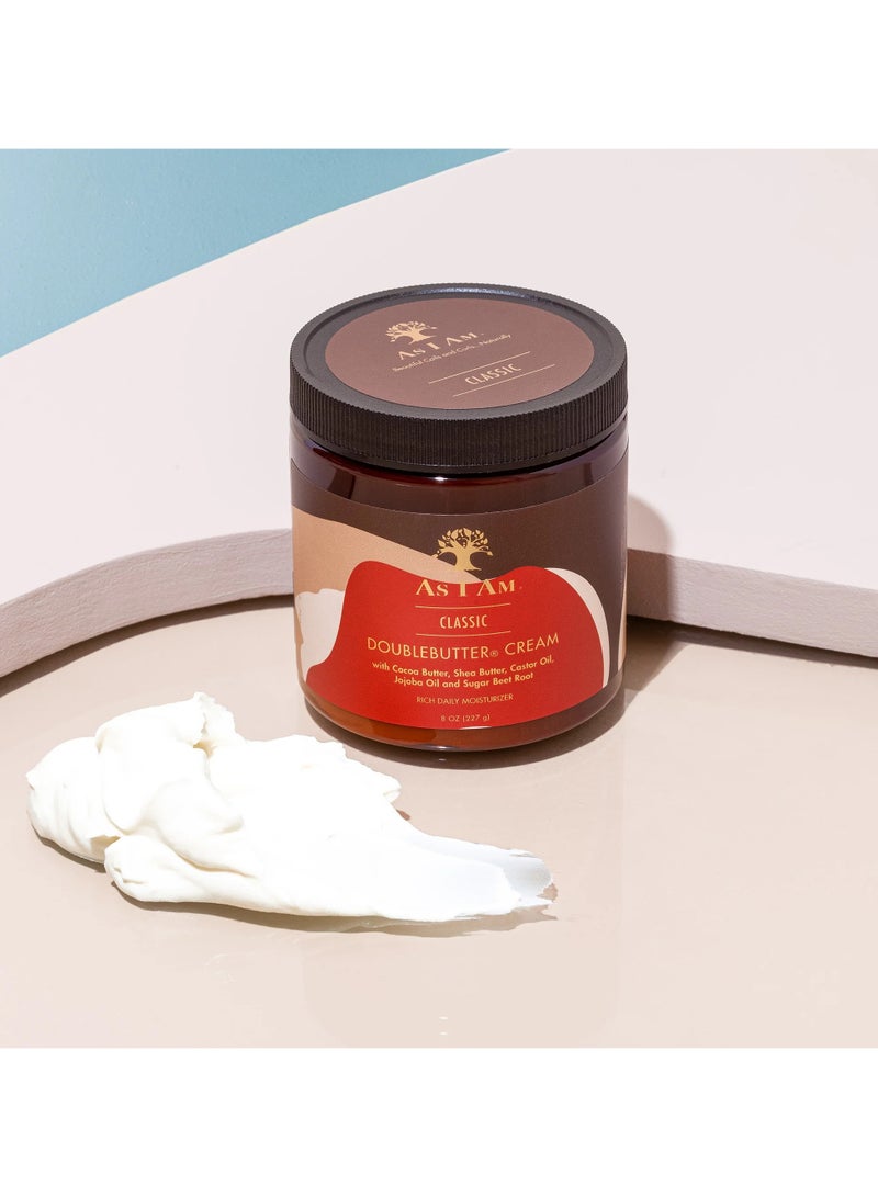 AS I AM CLASSIC Double Butter Cream with Cocoa Butter, Shea Butter, Castor Oil, Jojoba Oil and Sugar Beet Root 227g