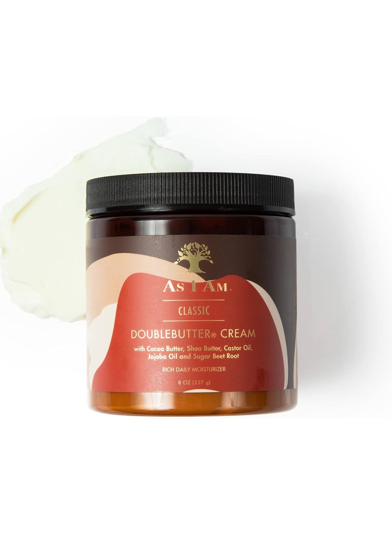 AS I AM CLASSIC Double Butter Cream with Cocoa Butter, Shea Butter, Castor Oil, Jojoba Oil and Sugar Beet Root 227g