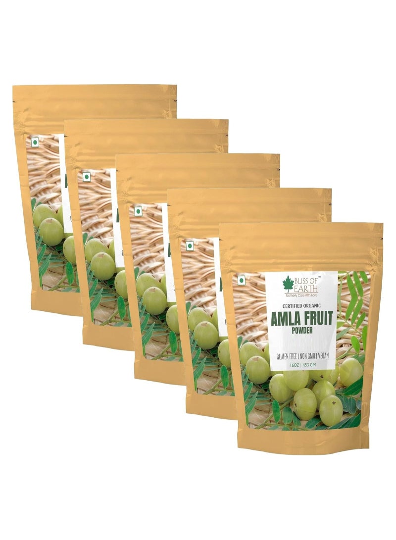 100% Pure Natural AMLA Powder 453GM Indian Gooseberry Great For Hair Conditioning & Hair Coloring Mixture Natural Vitamin C & Antioxidants Pack of 5