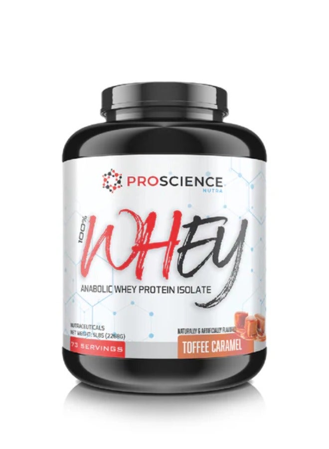 100% Whey Protein, Anabolic Whey Protein Isolate, Toffee Caramel Flavour, 5 Lb