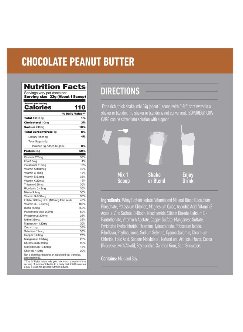 NB Isopure Zero Carb 100% Whey Protein Powder 3lb Chocolate Peanut Butter