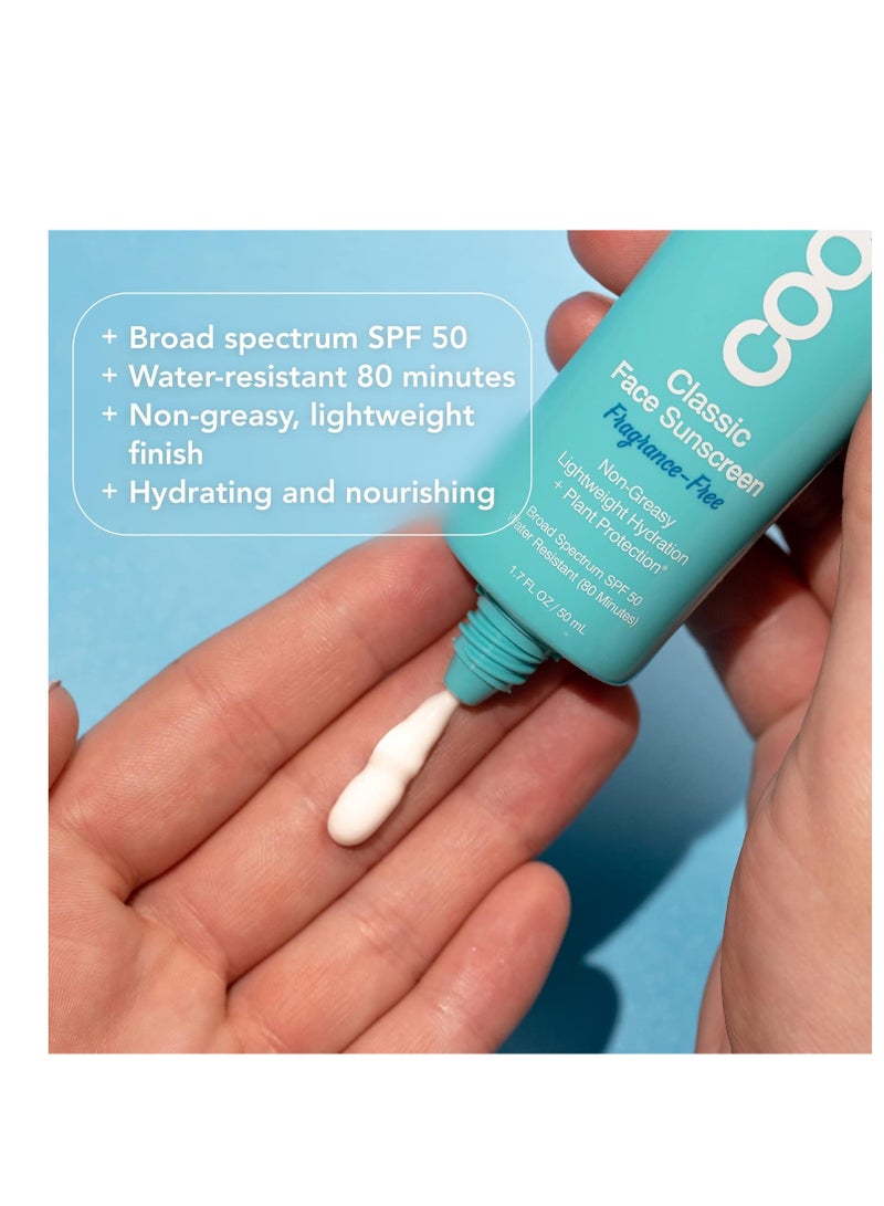 COOLA Organic Face Sunscreen SPF 50 Sunblock Lotion, Dermatologist Tested Skin Care for Daily Protection, Vegan and Gluten Free, 1.7 Fl Oz