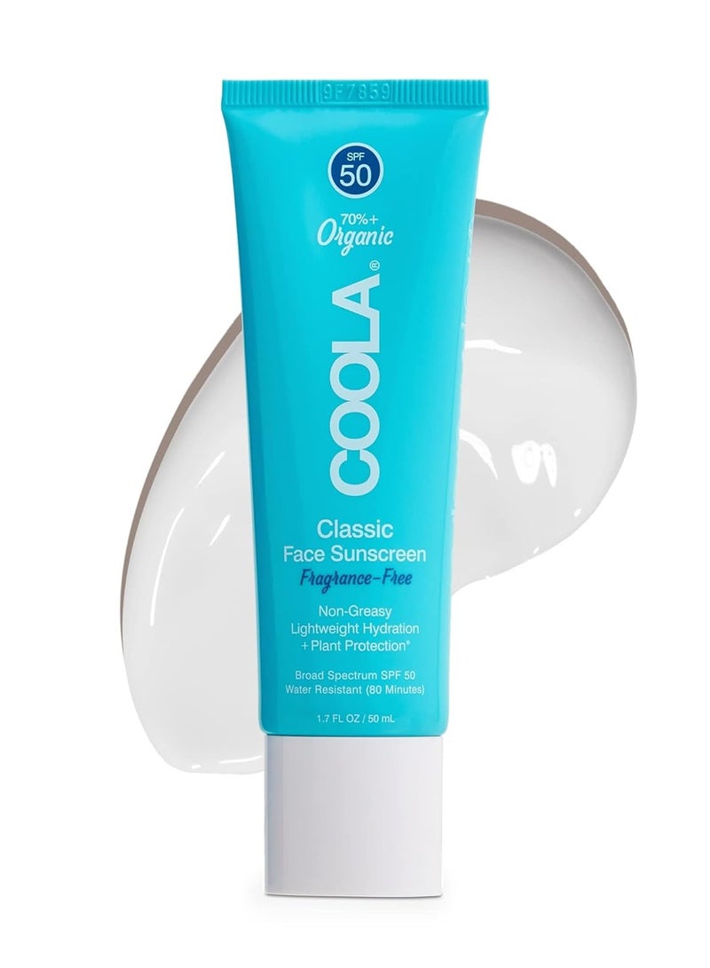 COOLA Organic Face Sunscreen SPF 50 Sunblock Lotion, Dermatologist Tested Skin Care for Daily Protection, Vegan and Gluten Free, 1.7 Fl Oz