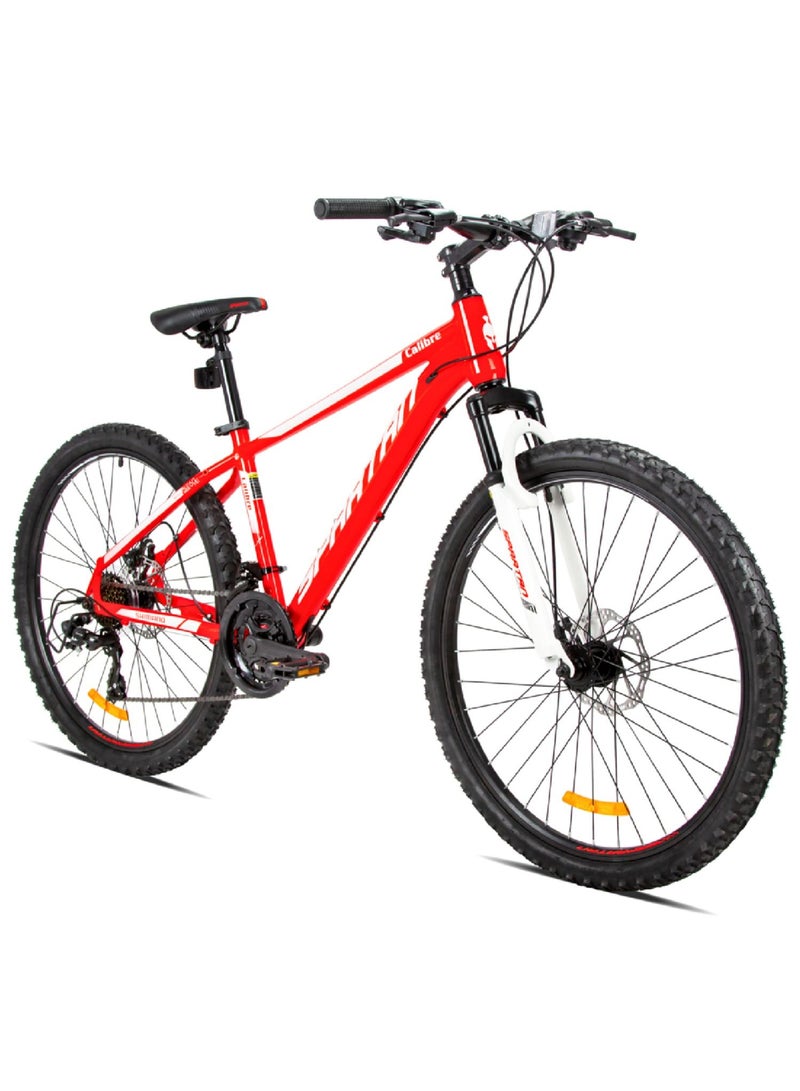 Spartan Calibre Hardtail Mountain Bicycle Lightweight alloy frame & rims | Gear  Disc brakes | Front Suspension Bike and Shimano Shifters| Flame Red  Size - 26 Inches