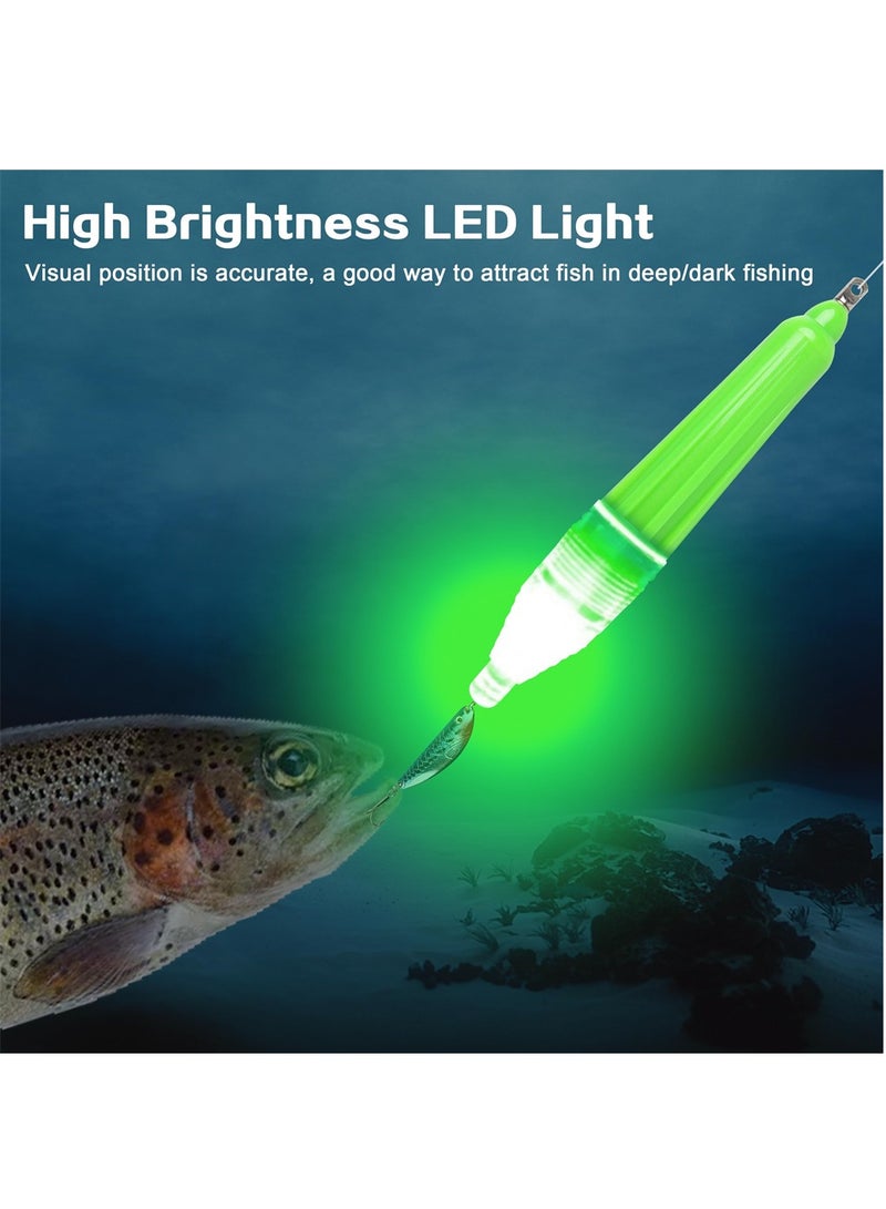 LED Underwater Fishing Light, 4Pcs Deep Drop Super Waterproof LED Fishing Light, Attractive Glow Bait Lure Green Lamp Night Fishing Tools for Saltwater Freshwater