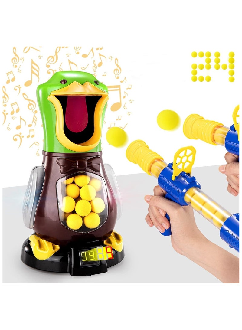 Target Shooter Battle Toy with LCD Score Record and 2 Air Pump Guns and 24 Soft Foam Ball Bullets and 2 Goggles, Interactive Electronic Games Toys Gift for Boys and Girls