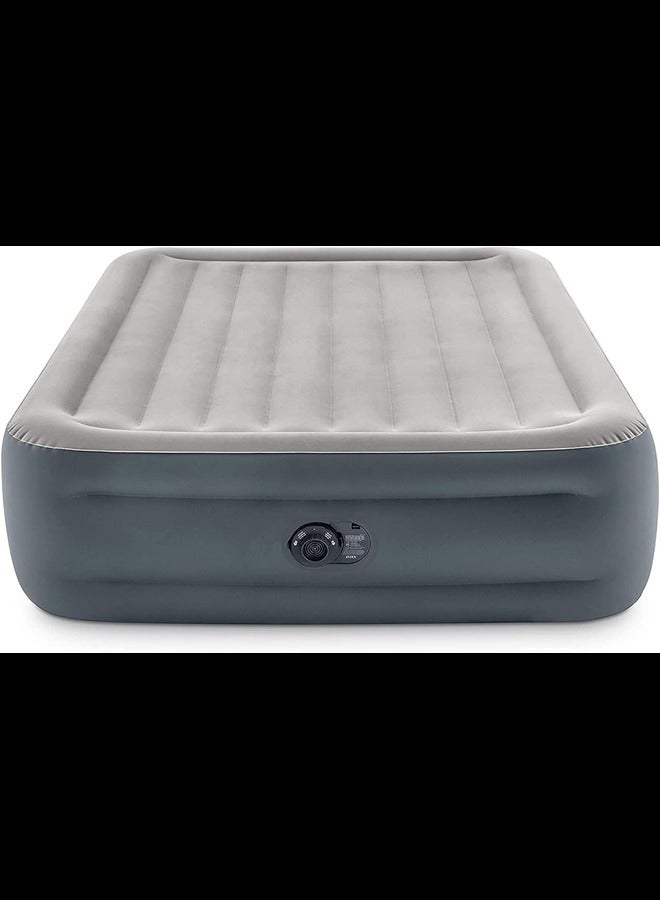 INTEX Dura-Beam Plus Essential Rest Air Mattress: Fiber-Tech – Queen Size – Built-in Electric Pump – 18in Bed Height – 600lb Weight Capacity