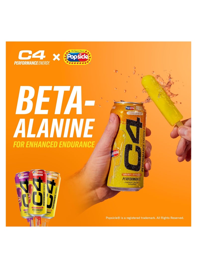 Cellucor C4 Hawaiian Pineapple Popsicle Energy Drink Pack of 12