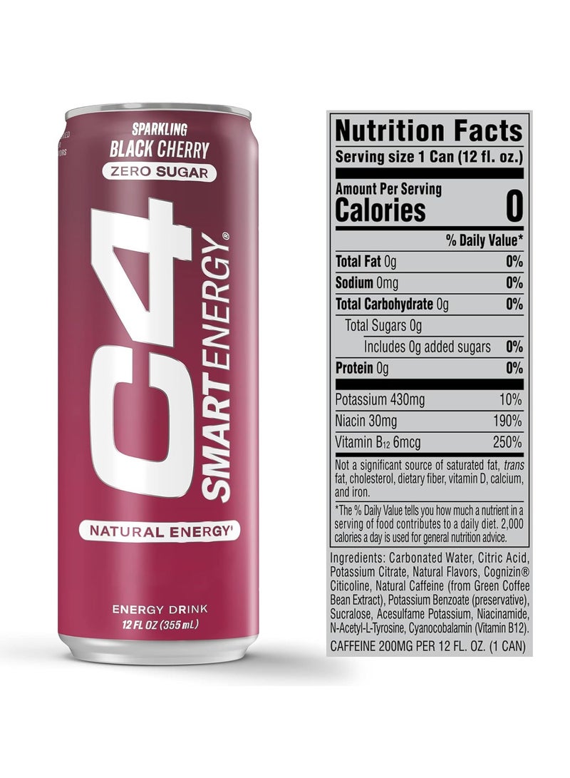 C4 Smart Energy Drink Black Cherry 355 ml Pack of 12