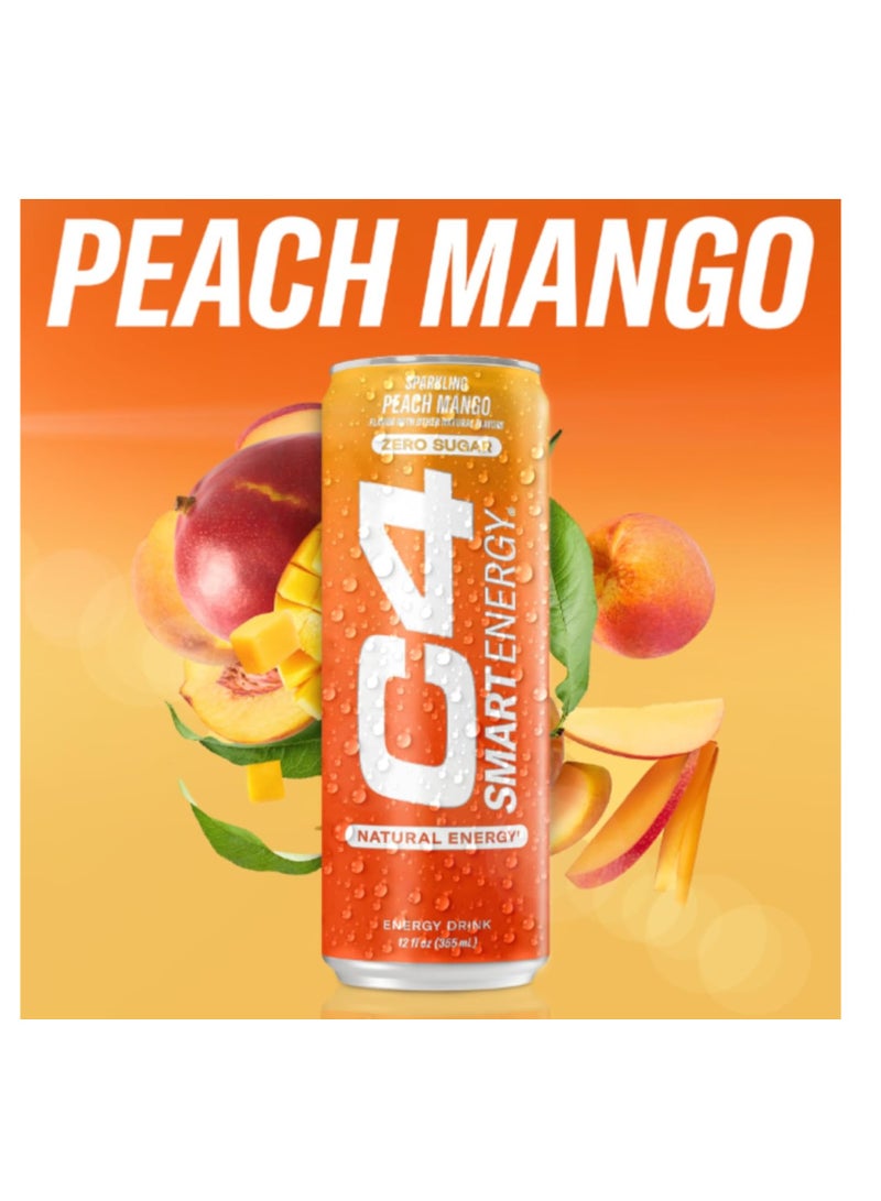 C4 RTD Smart Energy Sparkling Peach Mango 355 ml Pack of 12