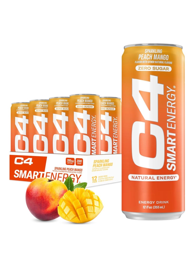 C4 RTD Smart Energy Sparkling Peach Mango 355 ml Pack of 12