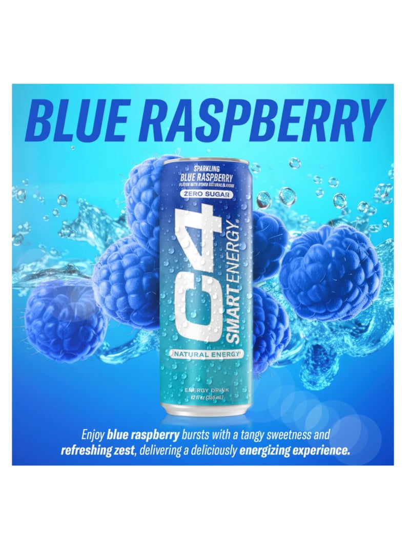 C4 Smart Energy Drink Sparkling Blue Raspberry 355 ml Pack of 12