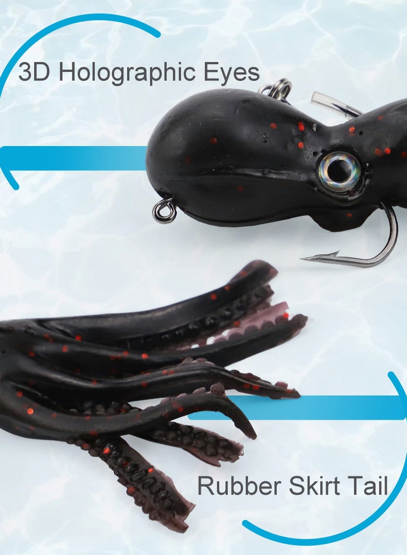Fishing Lure Set, 5 Pcs Saltwater Fishing Lures Tackle, Octopus Soft Fishing Lure with Skirt Tail, Lingcod Rockfish Jigs for Saltwater Ocean Fishing