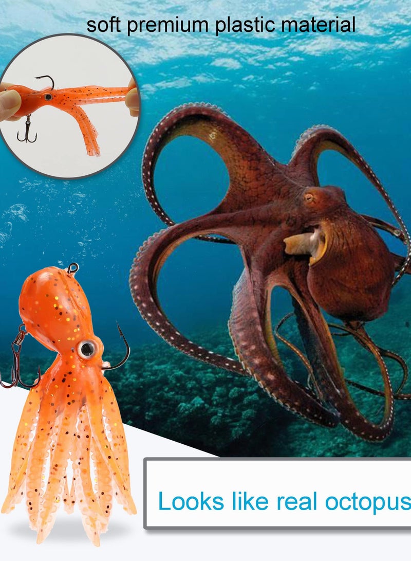 Fishing Lure Set, 5 Pcs Saltwater Fishing Lures Tackle, Octopus Soft Fishing Lure with Skirt Tail, Lingcod Rockfish Jigs for Saltwater Ocean Fishing