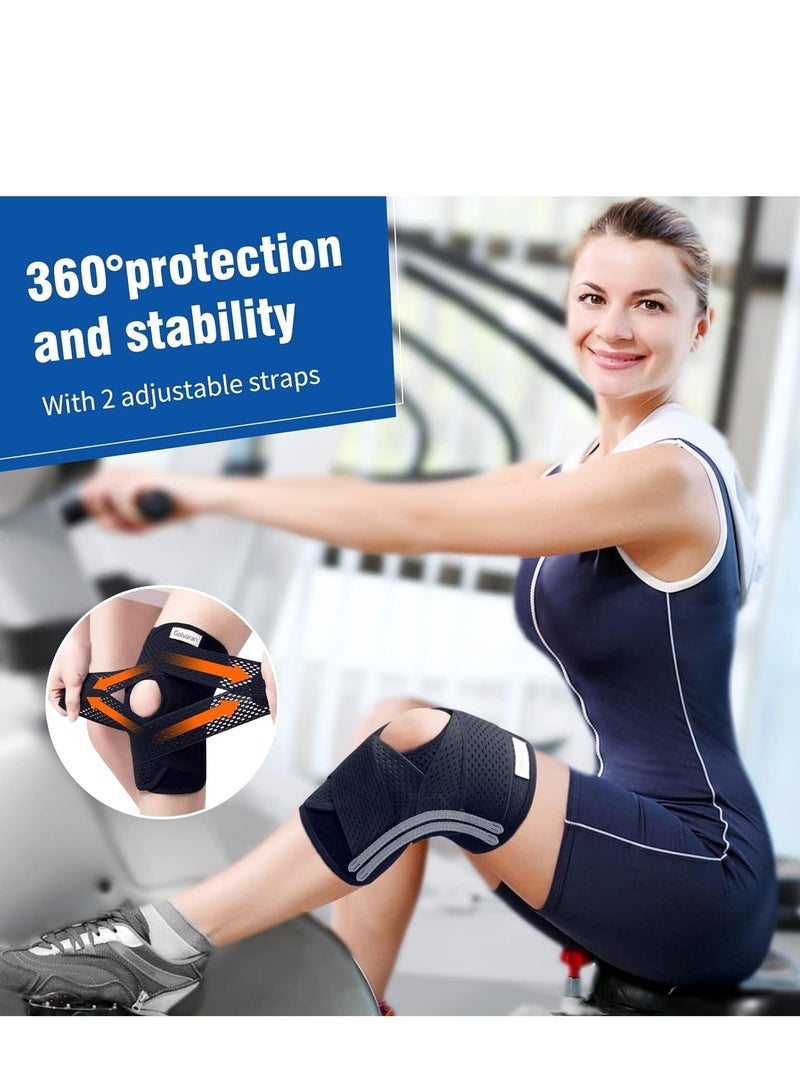 Professional Knee Brace with Side Stabilizers, Adjustable Knee Support with Meniscus Pad& Patella Gel Pad for Meniscus Tear Knee Pain ACL MCL Injury Recovery Men & Women, Workout, Sports (L)