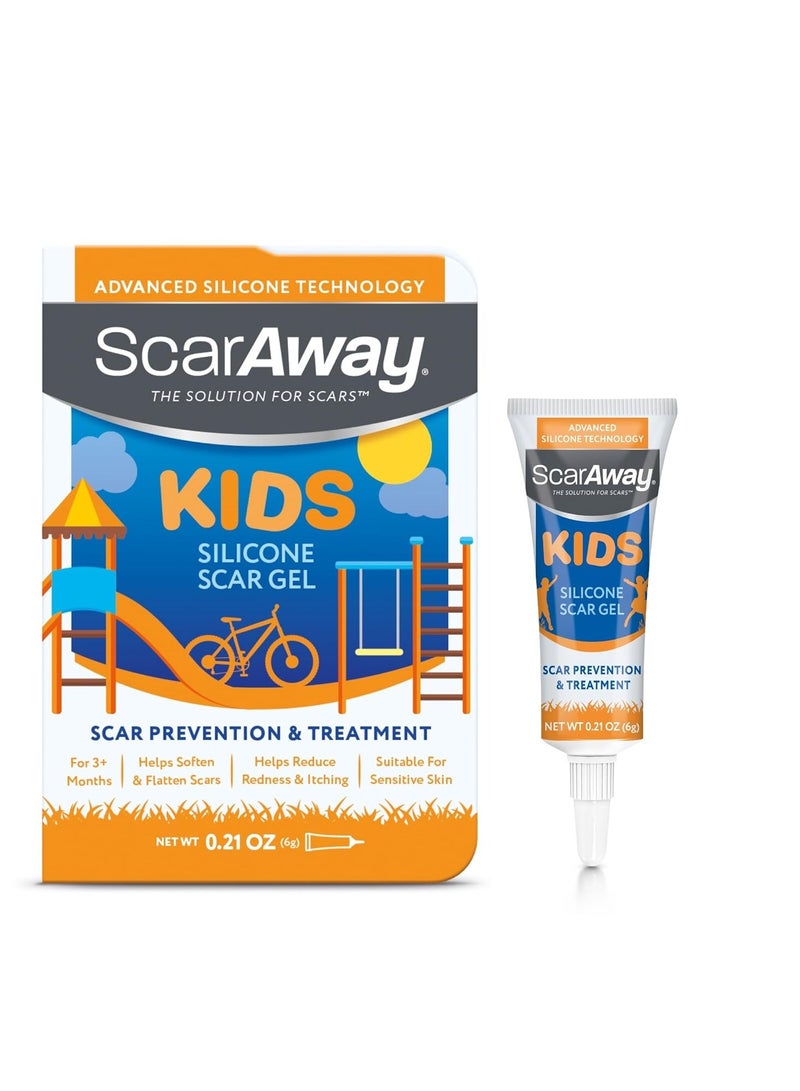 ScarAway Kids Silicone Scar Gel, 100% Medical-Grade, Helps Improve Size, Color & Texture of Hypertrophic & Keloid Scars on Face & Body from Injury, Burns & Surgery, Water Resistant, Clear, 6g