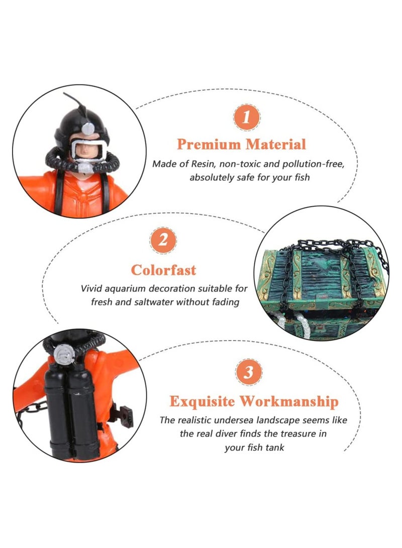 Aquarium Decoration, Floating Diver Ornament Fish Tank Landscape Micro Aquatic Decor Nautical Fish Tank Decor Submarine Adventure Ornament Sea Treasure Decor for Home Fish Tank Arts Crafts Decorating