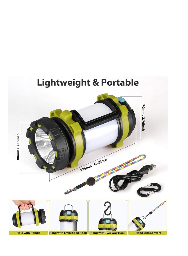 Rechargeable Camping Lantern, Outdoor Led Camping Lantern, Rechargeable Flashlights with 1000LM, 6 Modes, 4000mAh Power Bank, IPX5 Waterproof Portable Emergency Camping Light for Camping, Hurricane