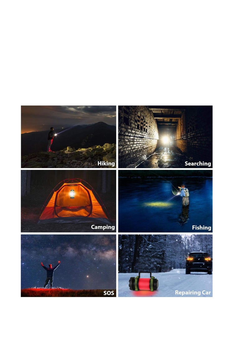 Rechargeable Camping Lantern, Outdoor Led Camping Lantern, Rechargeable Flashlights with 1000LM, 6 Modes, 4000mAh Power Bank, IPX5 Waterproof Portable Emergency Camping Light for Camping, Hurricane