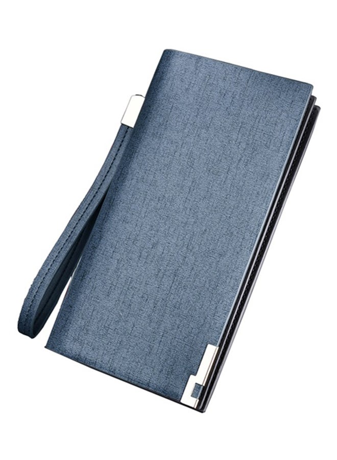 Zip Around Long Leather Wallet Blue