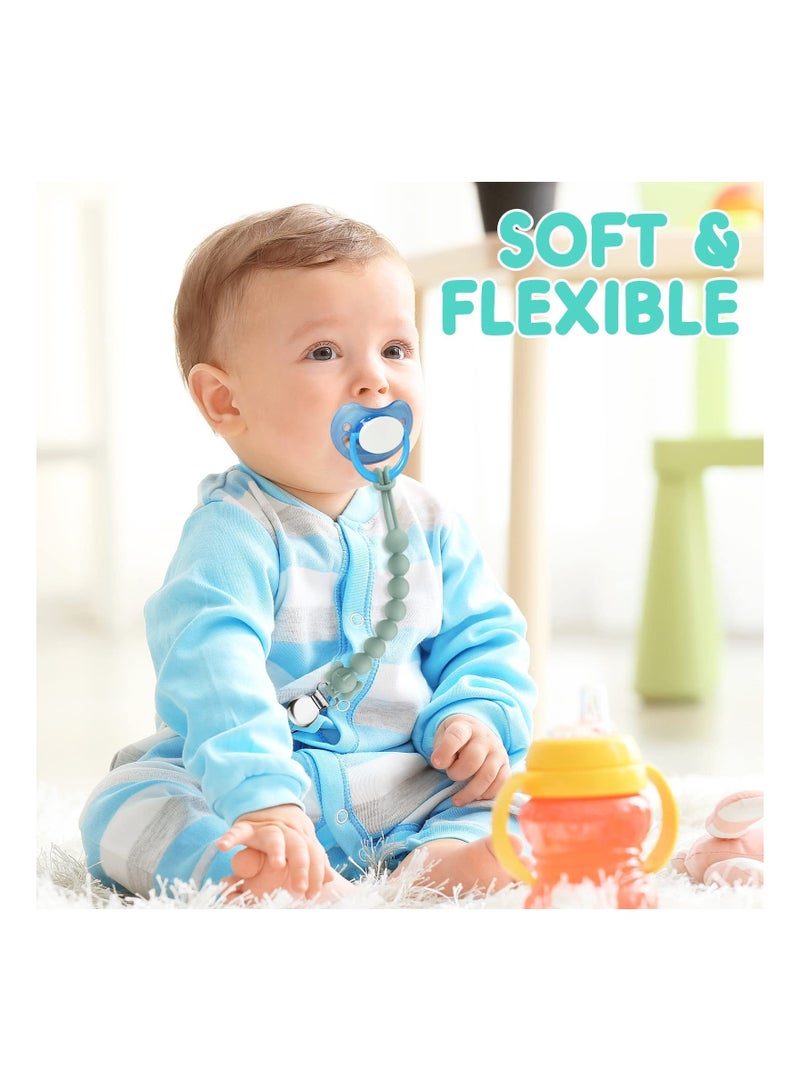 3 Pcs Adjustable Dummy Clips Soother Chain Pacifier Holders for Boys and Girls