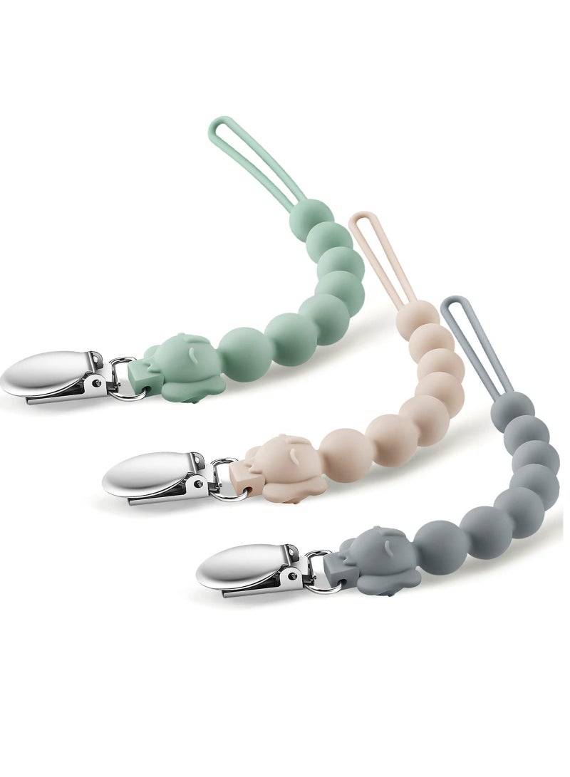 3 Pcs Adjustable Dummy Clips Soother Chain Pacifier Holders for Boys and Girls
