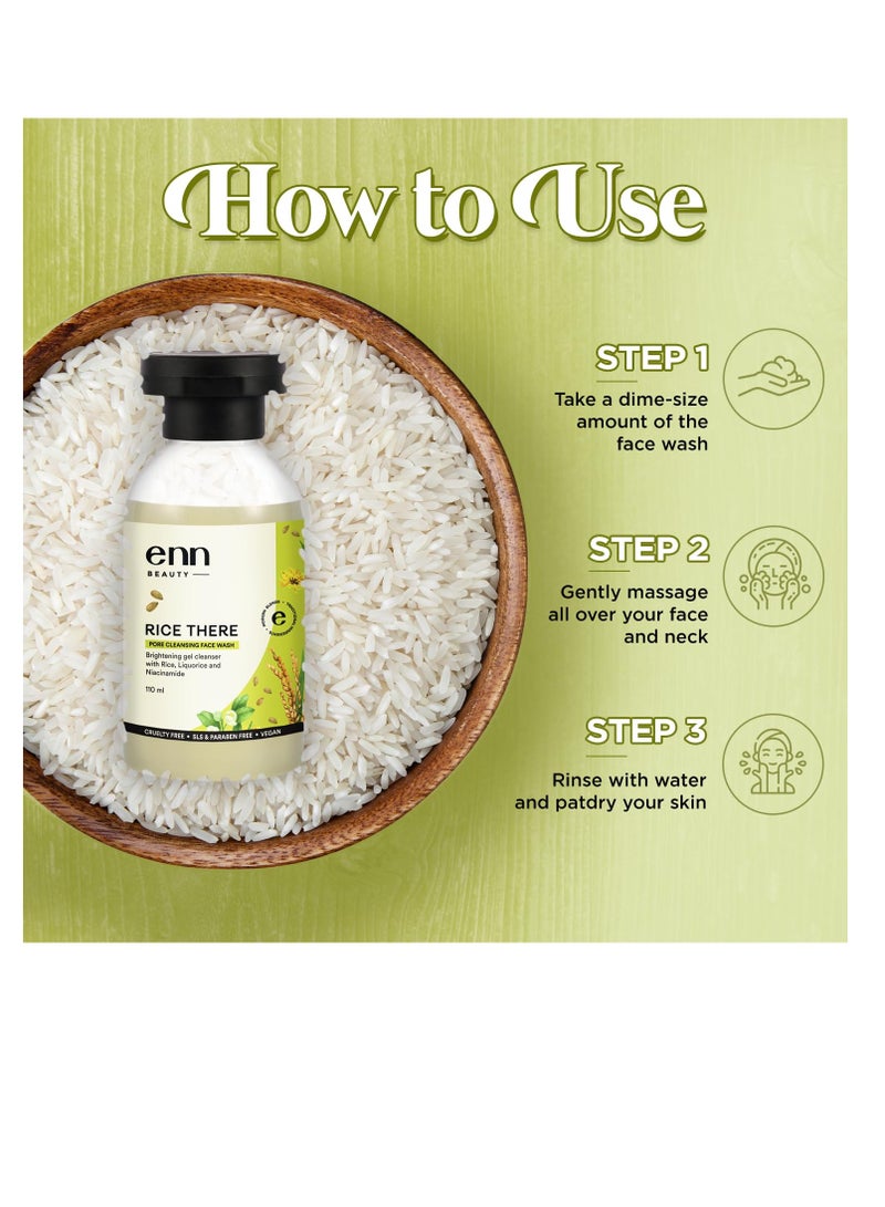 ENN Rice There  Brightening Gel Face Wash  Targets Dark Spots And Blemishes  Refreshes Skin  Rice Water   Mulberry Extract   Niacinamide  Liquorice Extract  Natural  For Women and  Men  100ml