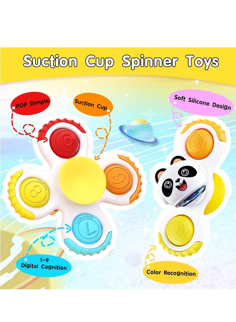 Baby Suction Cup Rotating Toy Sensory Toy Early Education Toy Bathtub Toy Dining Chair Toy Boy Baby Girl Birthday Gift 3 Pieces